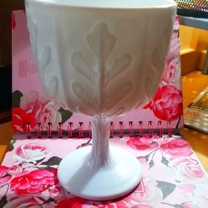 FTD white satin milk glass cup